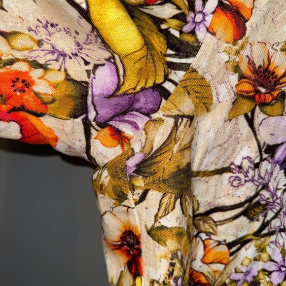 NWT Chicos Linen Flora Print Straight Leg Pants Size 3.5T 3.5 Tall Large - Picture 3 of 8